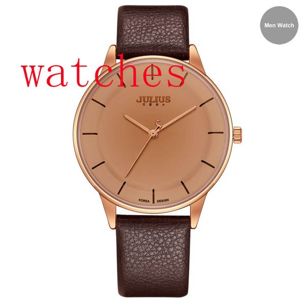 

2022NEW JULIUS Watches Men Simple Leather Stylish Thin Wrist Watch Brand Designer 2017 New Business Quartz Clock UHR JA-957, Black