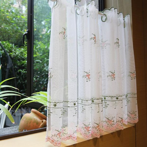 

lace short curtains for cabinet closet door coffee kitchen floral embroidery half curtain pastoral window valance & drapes