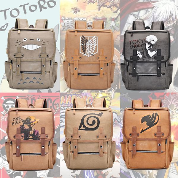 

backpack animation surrounding attack giant fire shadow pirate king chinchilla luffy large capacity pu waterproof and breathable, Black;red