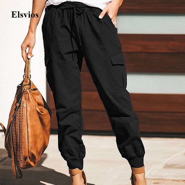 

women's pants & capris 2021 spring summer office ladies trousers fashion elegant women long streetwear casual vintage pockets lace, Black;white