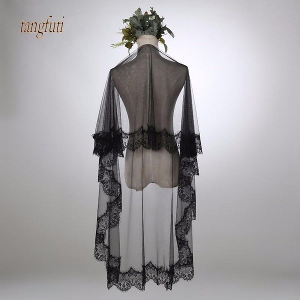 

bridal veils black lace edge wedding soft tulle one layer 1.5 m veil accessories