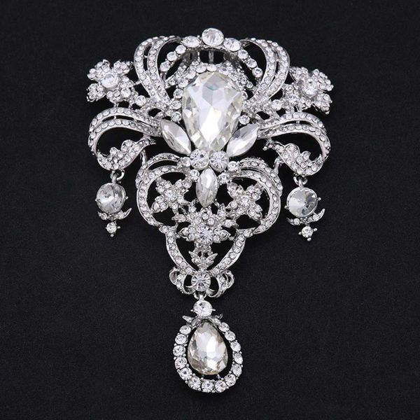 

grade diamond alloy female glass pendant brooch pin men's accessories, Gray