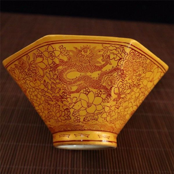 

chinese old porcelain pastel glaze dragon flower map chinese food bowl, Brown