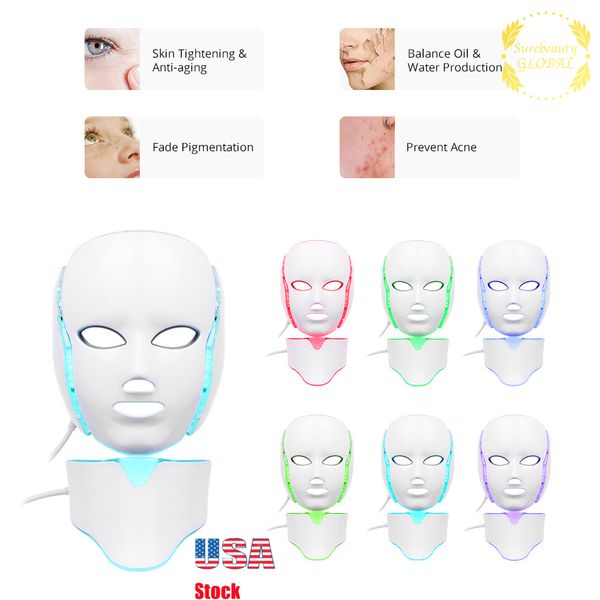 

7 colors blue red led light pn face neck mask rejuvenation skin care wrinkle remover beauty equipment