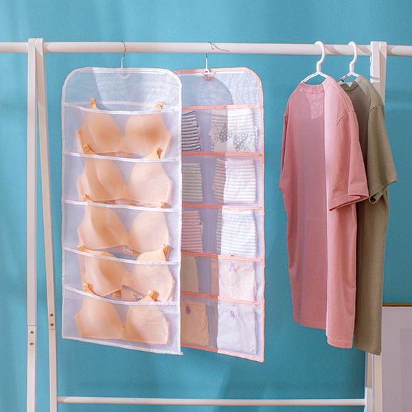 

storage bags 15/30 grid hanging bag wall-mounted non-woven clothes bra socks