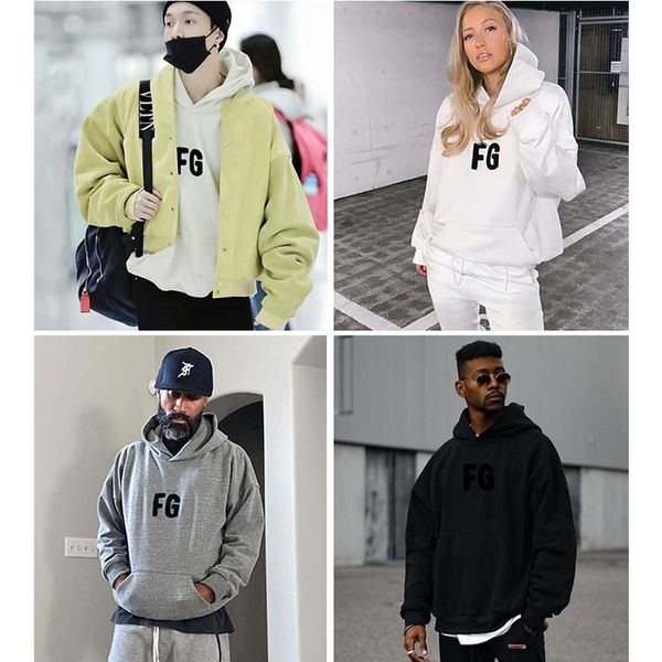 

menswear essentials season 6 letter towel embroidery high street fashion brand couple hooded sweater, Black