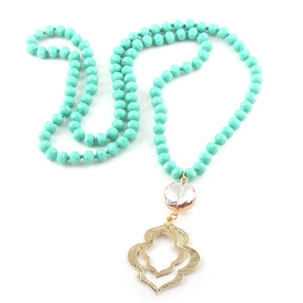 

pendant necklaces moodpc fashion bohemian tribal jewelry glass crystal long knotted lip necklace, Silver