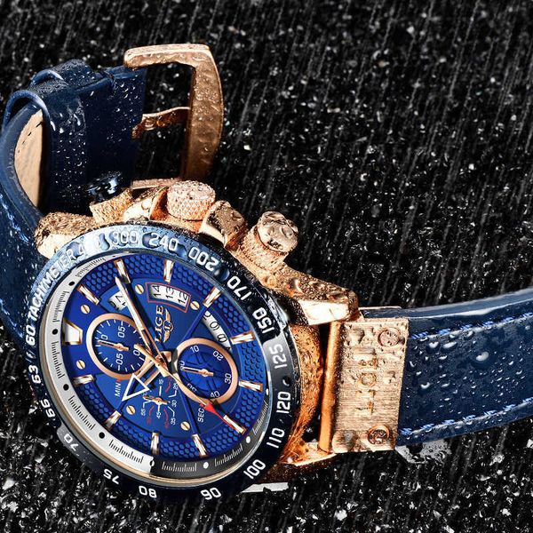 

lige casual sport watches for men blue brand luxury military leather wrist watch man clock fashion chronograph clock 210527, Slivery;brown