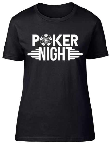 

poker night fitted womens ladies t shirt, White;black