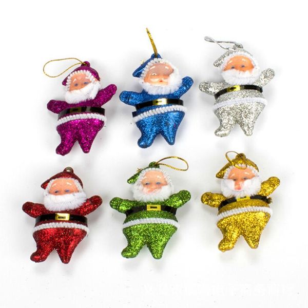 

keychains christmas tree pendant 2 inches red santa claus gold powder 6 in a bag, Silver