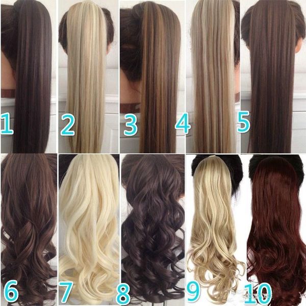 

23" long curly clip in hair tail false ponytail hairpiece with hairpins synthetic hair pony tail wig net human hair wigs, Black
