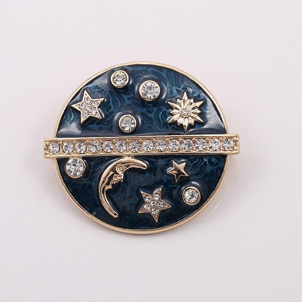 

pins, brooches pentagram moon round enamel brooch lapel pin/kpop fashion jewelry women men suit broche strass/broschen/spille/broszka/wholes, Gray