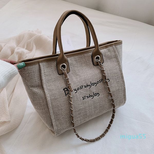 

shoulder crossbody tote chain bags luxury large capacity purse women linen fashion designer girl shopping bag