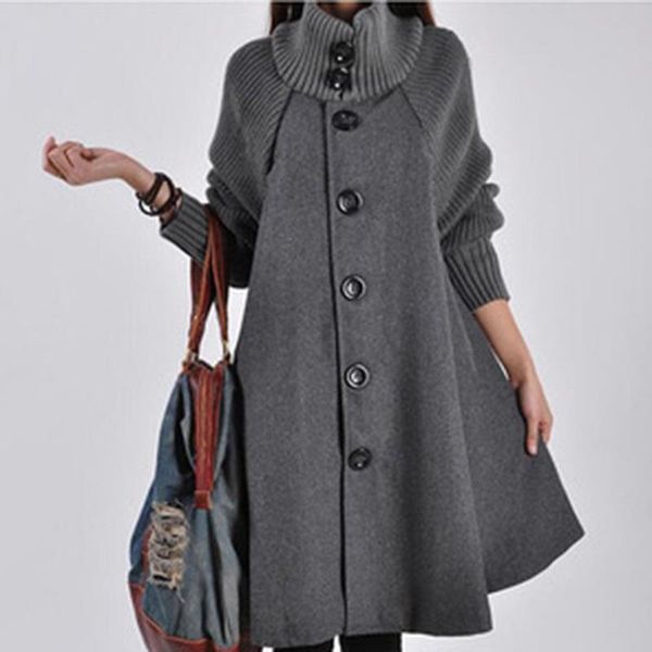 

rain wear woolen coat winter cloak knit long-sleeved high o-neck trench female spring autumn women's single-breasted windbreaker