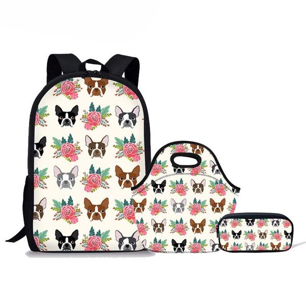 

pcs/set boston terrier printing kids school bags for primary student orthopedic satchel book casual bag mochila