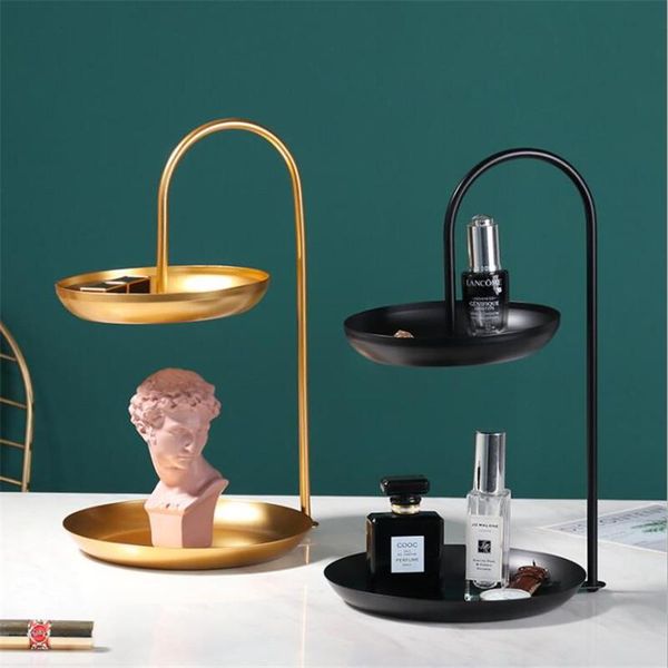 

fruit tray cake dessert storage rack black gold two layers wedding decoration kitchen & organization