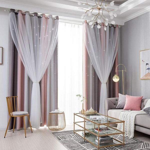 

curtain & drapes 1 panel star curtains stars blackout for living room home decoation bedroom colorful double layer window
