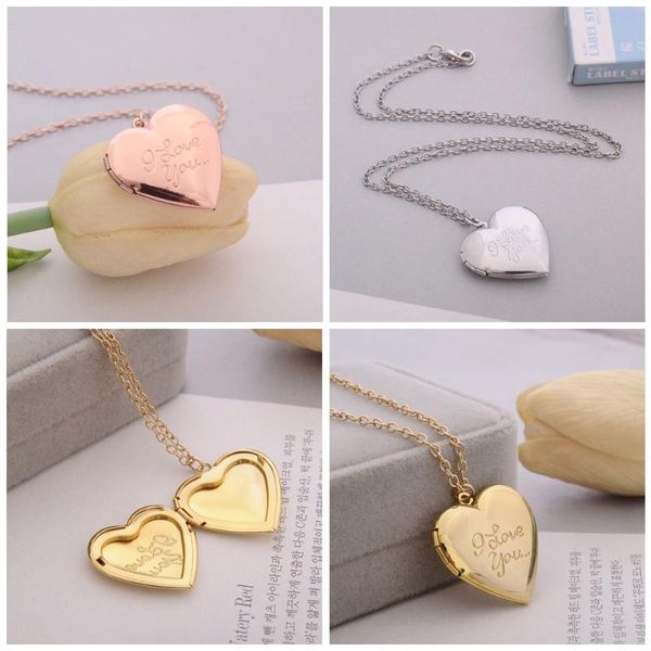 

pendant necklaces po picture locket necklace heart shaped fashion jewelry for men women friend lover gift, Silver