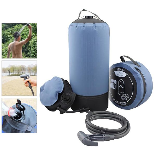 

hydration packs 11l inflatable shower bag pressure pump bathing water portable camping cars washing tools with 2m hose
