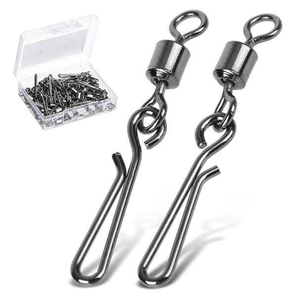 

20/50pcs fishing swivels connector 2#-10# interlock pin snap rolling swivel for fishhook lure carp accessories hooks