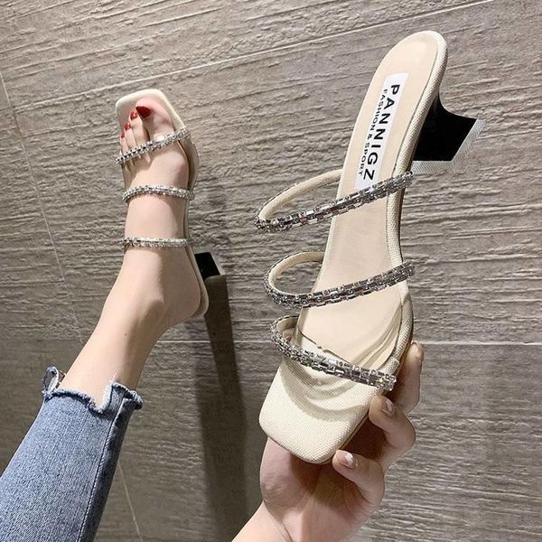

sandals shoes women slippers 2021 summer heel sandales femmes sandalias, Black