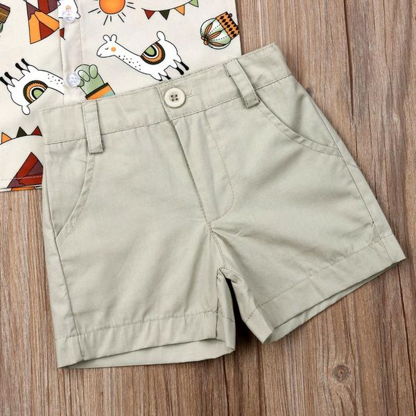 

clothing sets short sleeve cartoon printed shirt shorts l03.31, White
