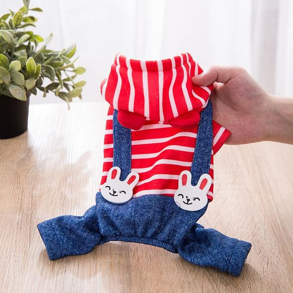 

dog apparel pet clothes striped teddy small four legged autumn spring and