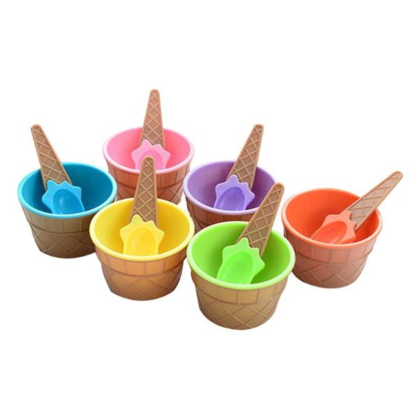 

bowls party ice cream storage holders dessert with spoons