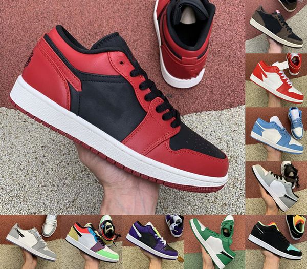 

low 1 1s unc light smoke grey basketball shoes shadow slip chicago emerald black toe travis scotts red purple trainers men women sneakers