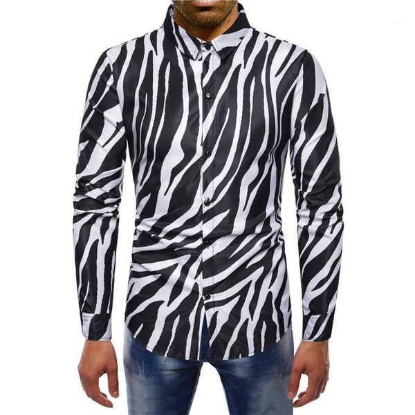 

men's casual shirts 2021 arrival striped shirt men cotton long sleeve good quality zebra pattern mens dress contrast, White;black