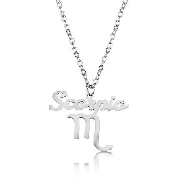 

new selling stainless steel ornament european 12 constellation fashion scorpio necklace pendantdio chan contact, Silver