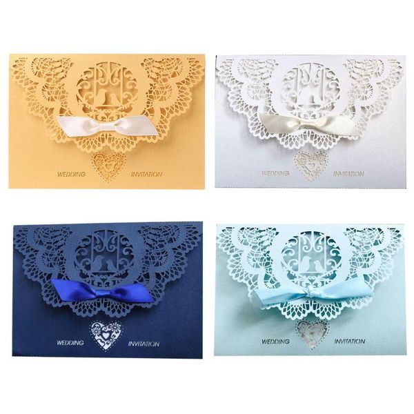 

greeting cards 10pcs/set european style lace wedding invitation card cover cut engagement party supplies