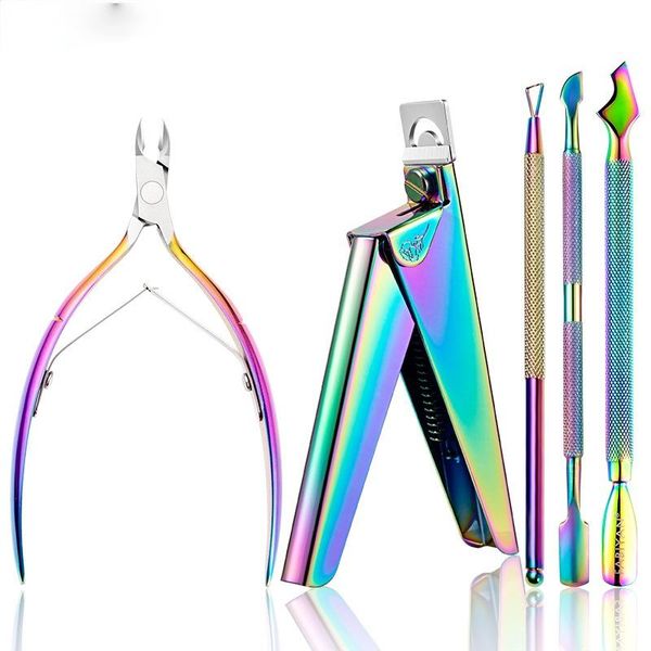

nail art kits one word cutting set color titanium stainless steel clippers dead skin scissors remover push tool