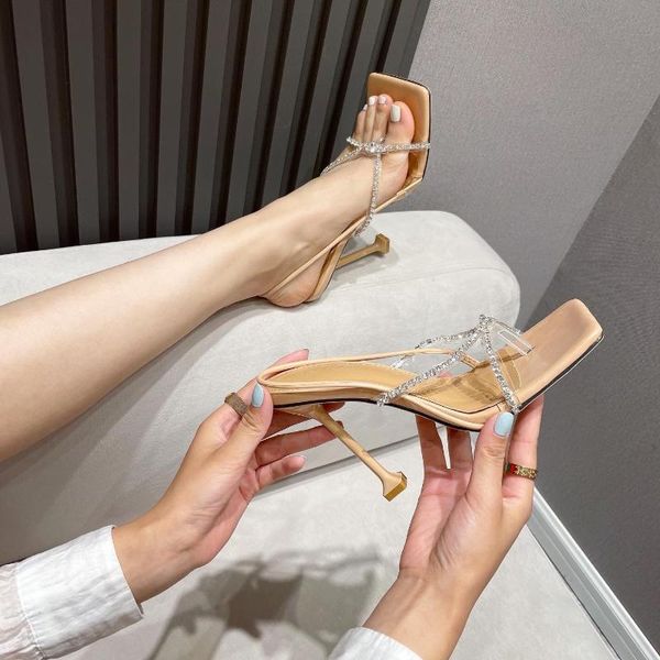 

crystal clear clip toe modern sandals women flip flops sandalias stiletto high heels shoes woman talon transparente femme 2021, Black