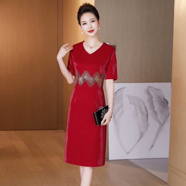

luxury party evening dress 's 2021 summer high-end temperament medium long red banquet -in-law, White;pink