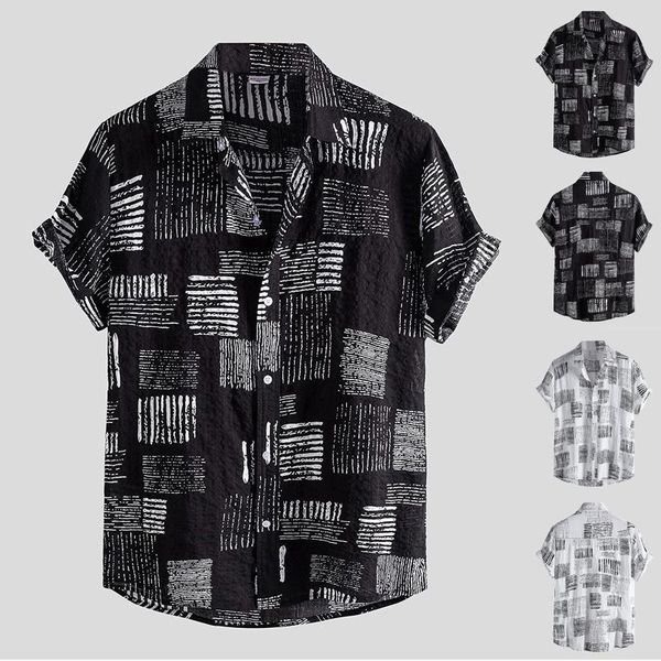 

men's casual shirts fashion mens hawaiian shirt male colorful printed beach aloha short sleeve plus size 3xl camisa hawaiana hombre, White;black
