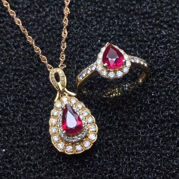 

bracelet, earrings & necklace wholesale sgarit ruby natural gemstone 18k gold ring pendant jewelry set for women engagement wedding annivers, Black