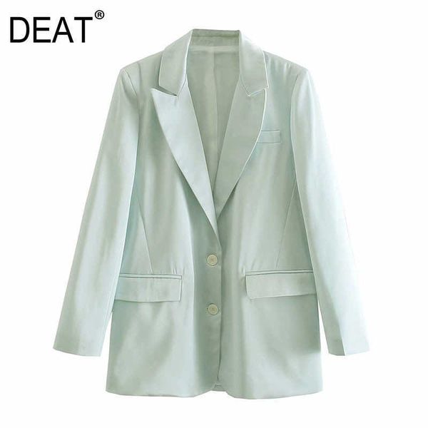 

[deat] spring fashion coat v-neck single-breasted solid color long sleeve loose simple women blazer 13d176 210527, White;black