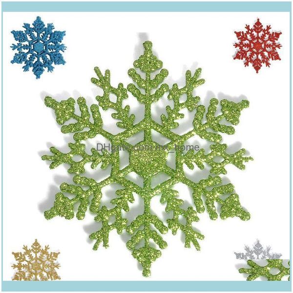 Dekorationen, festliches Partyzubehör, Hausgarten, 12 Stück glitzernde Schneeflocken-Weihnachtsornamente, Weihnachtsbaum-Hängedekoration, Blau, Drop-Lieferung