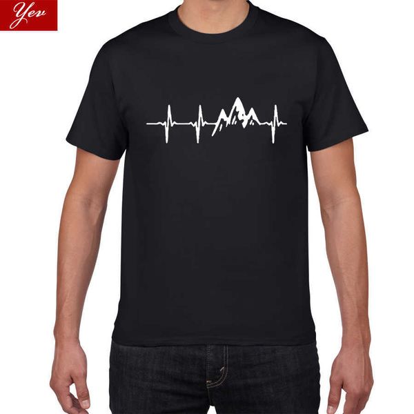 Mountain Heartbeat Camiseta Homens 100% algodão engraçado gráfico sarcástico tshirt Tops Tops Tees Hip Hop Harajuku Roupas 210629