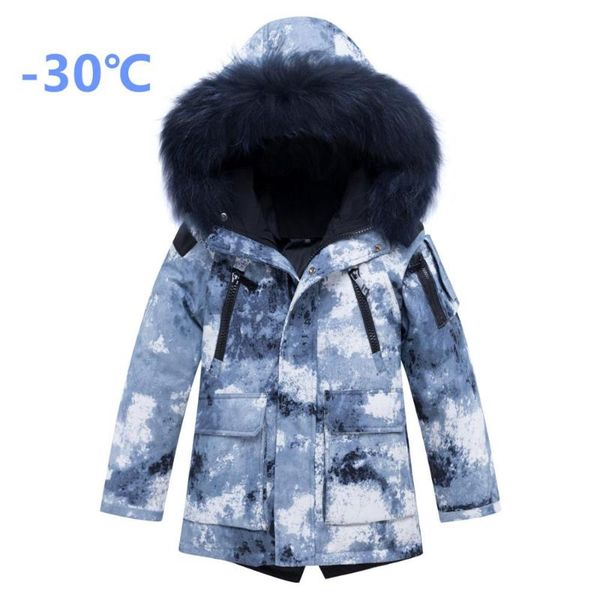 

coat 2021 winter duck down jackets for boys warm kids snowsuit outerwear & coats children clothing baby fur hooded infant parka, Blue;gray