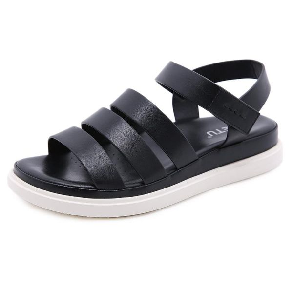 

summer shoes women sandals thick sole soft comfortable casual holiday ladies beach plus size 42 a3427, Black