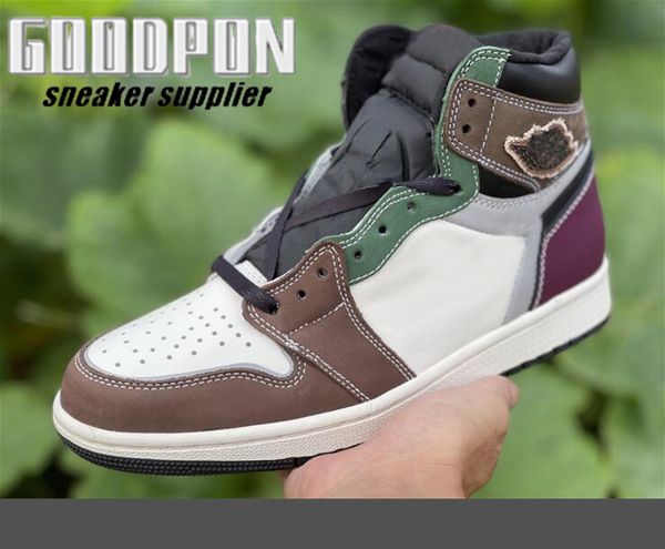 

1 high og hand crafted mens basketball shoes 1s black archaeo brown-dark chocolate men womens outdoor sneakers sports dh3097-001 with