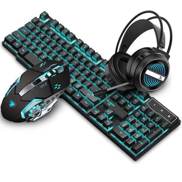 

keyboard mouse combos wired usb with 104 key mechanical felling macro programming earphone for gaming
