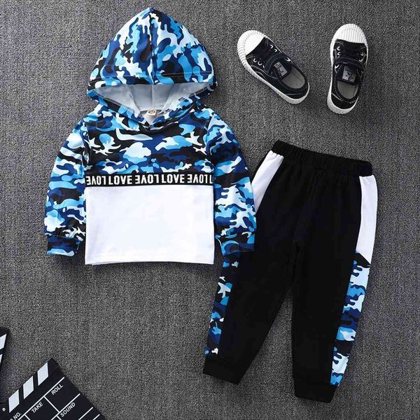 

autumn winter suits for boys toddler kids baby boy camouflage letter hoodie sweatshirt pants outfits set children clothing, White