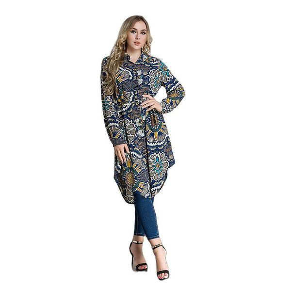 

casual dresses plus size 4xl 3xl long shirt dress printed vintage maxi for women, Black;gray