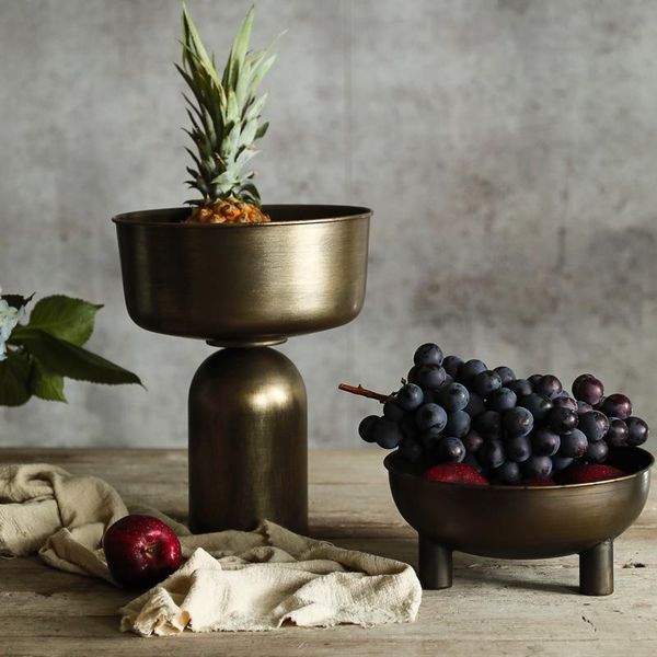 

dishes & plates retro light luxury metal fruit bowl with stand deskdecoration
