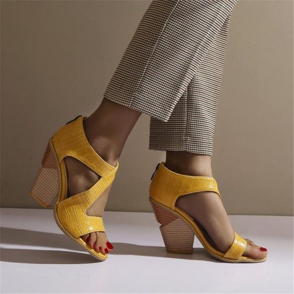 

large size 34-45 women punk rock gothic gladiator sandals chunky strange high heels rome shoes cut out snake 2021 summer, Black