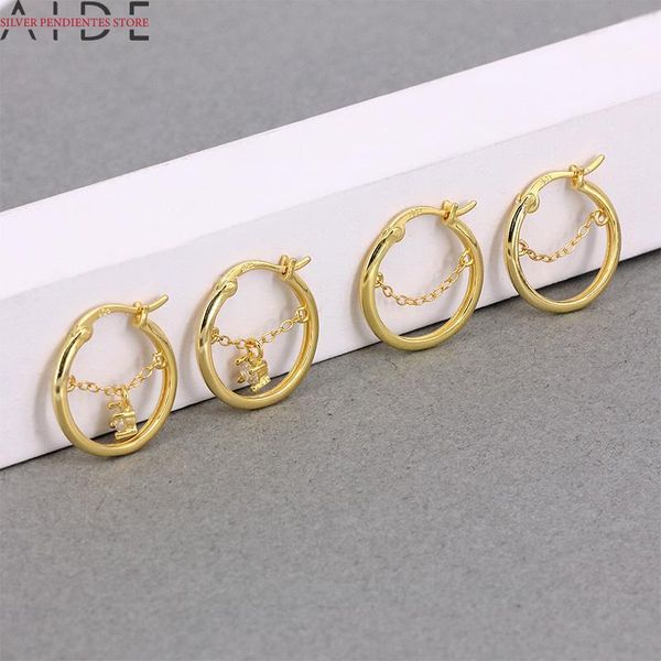

hoop & huggie aide s925 sterling silver chain tassel earrings women 2021 trendy jewelry gold u-shaped pendant aretes de mujer, Golden;silver