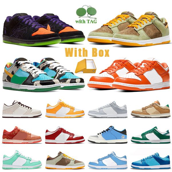 

[with box] 2022 man's woman's low designer shoes aling new syracuse laser orange unc chunky dunky ceramic abstract art dusty olive, Black
